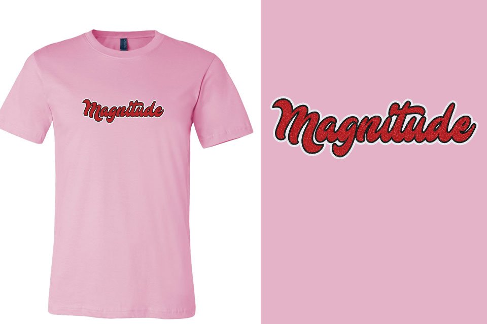 Magnitude script text glitter 3-color Unisex t-shirt