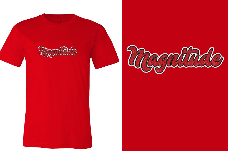 Magnitude script text glitter 3-color Unisex t-shirt