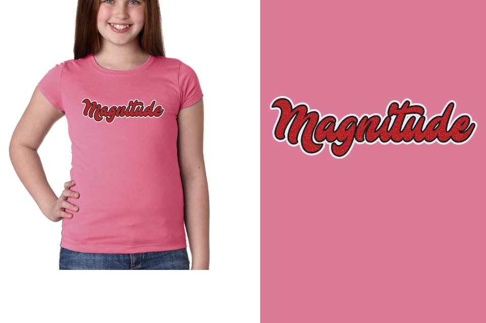 Magnitude script text glitter 3-color Girls' Princess T-Shirt