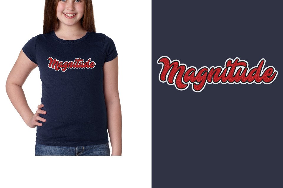 Magnitude script text glitter 3-color Girls' Princess T-Shirt