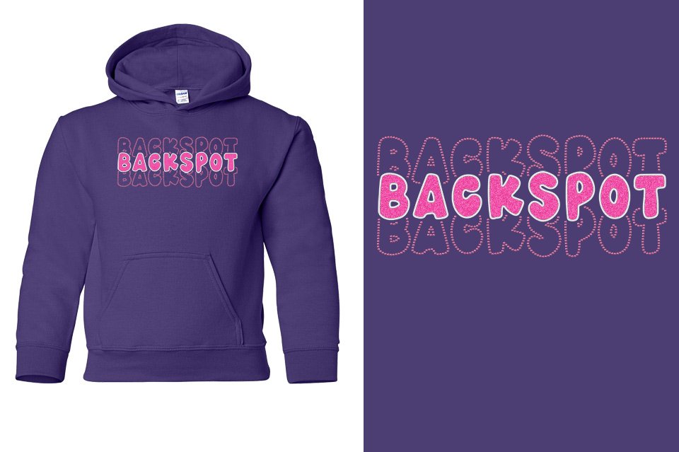 BACKSPOT 3-lines glitter rhinestones Youth Pullover Hoodie
