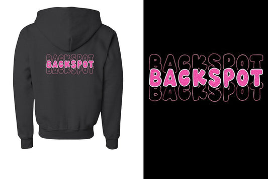 BACKSPOT 3-lines glitter rhinestones Youth Unisex Zip Hoodie