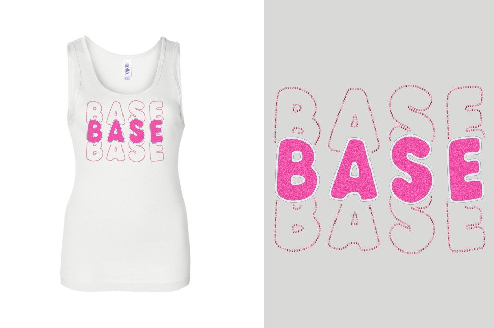 BASE 3-lines glitter rhinestones Youth Tank