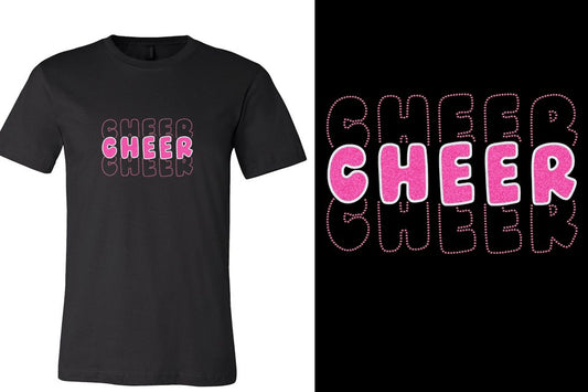 CHEER 3 lines glitter rhinestones Unisex t-shirt