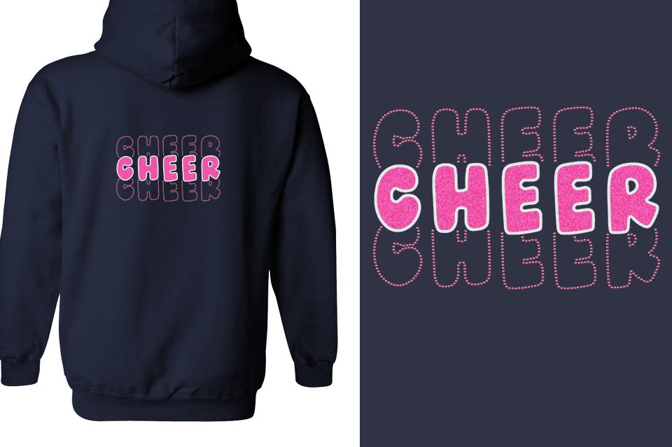CHEER 3 lines glitter rhinestones Unisex Zip Hoodie