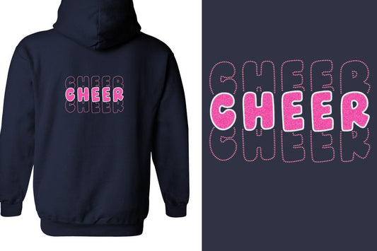 CHEER 3 lines glitter rhinestones Unisex Zip Hoodie