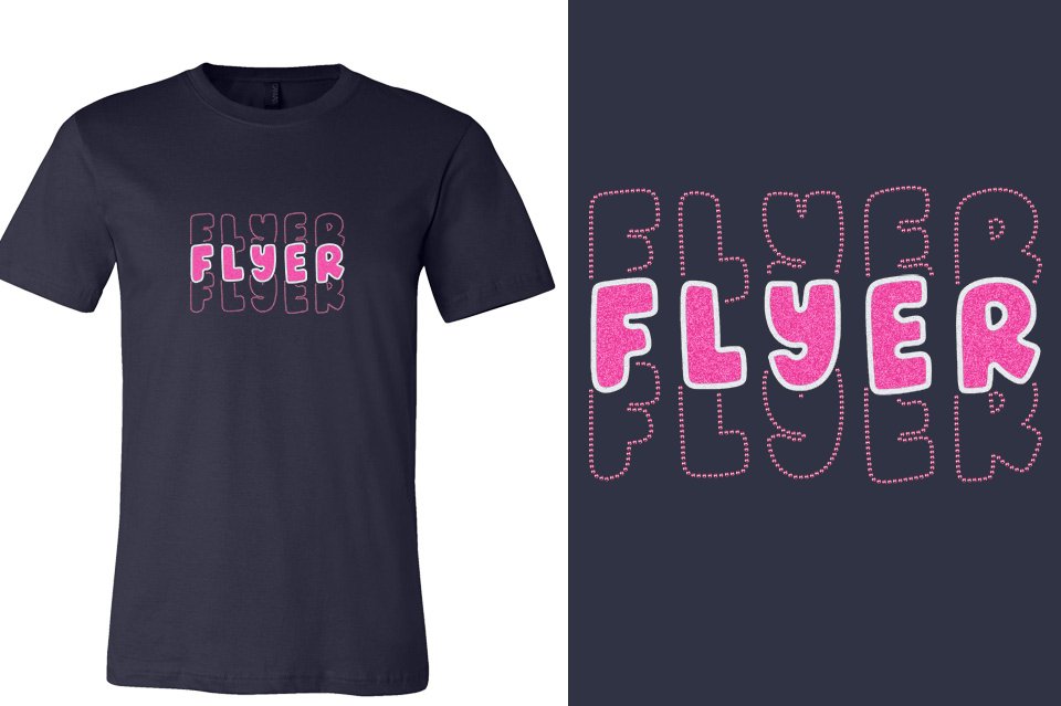 FLYER 3 lines glitter rhinestones Unisex t-shirt