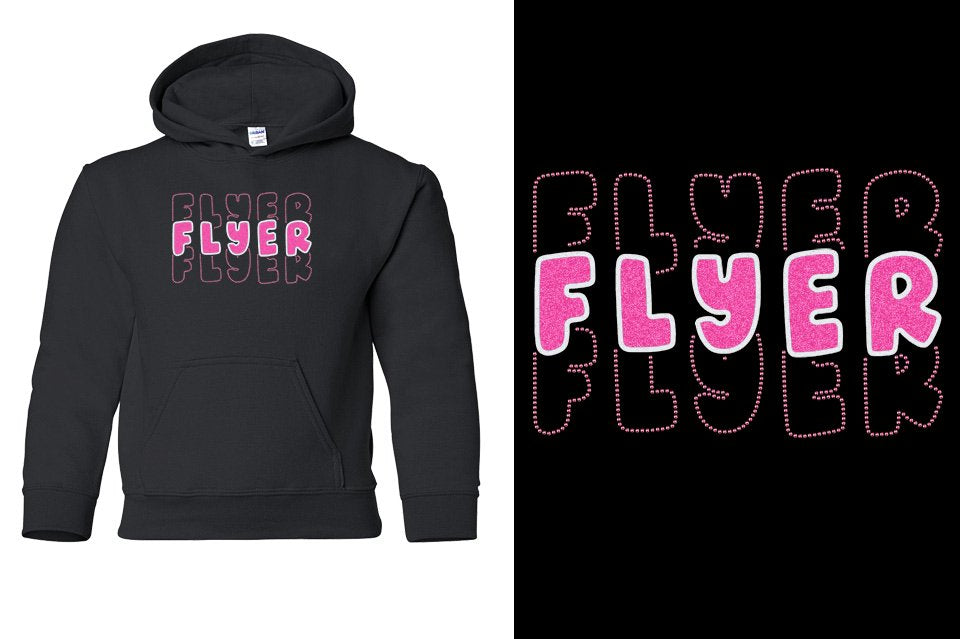 FLYER 3 lines glitter rhinestones Youth Pullover Hoodie