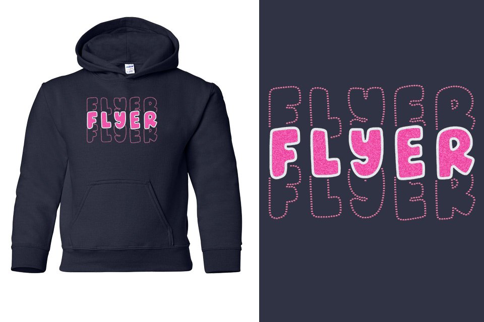 FLYER 3 lines glitter rhinestones Youth Pullover Hoodie