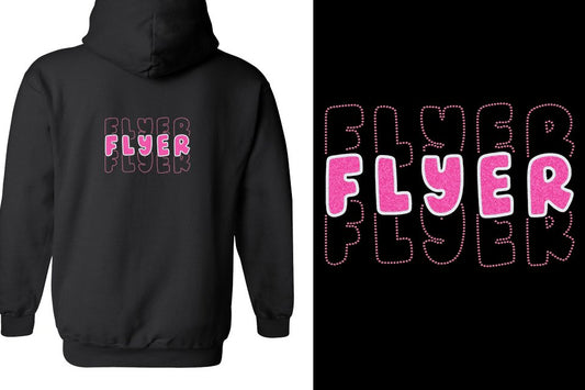FLYER 3 lines glitter rhinestones Unisex Zip Hoodie