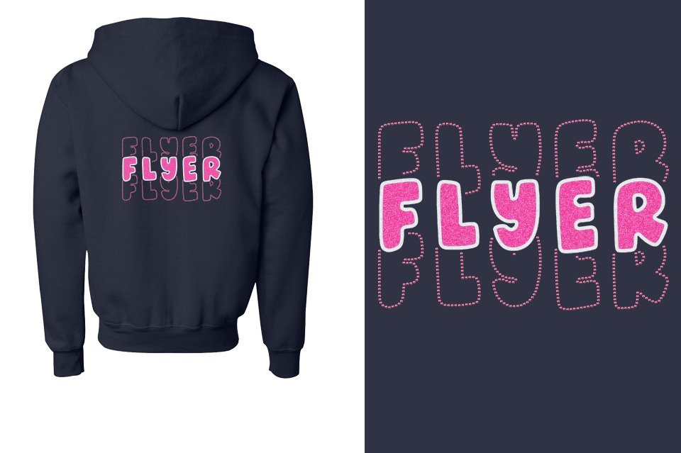 FLYER 3 lines glitter rhinestones Youth Unisex Zip Hoodie