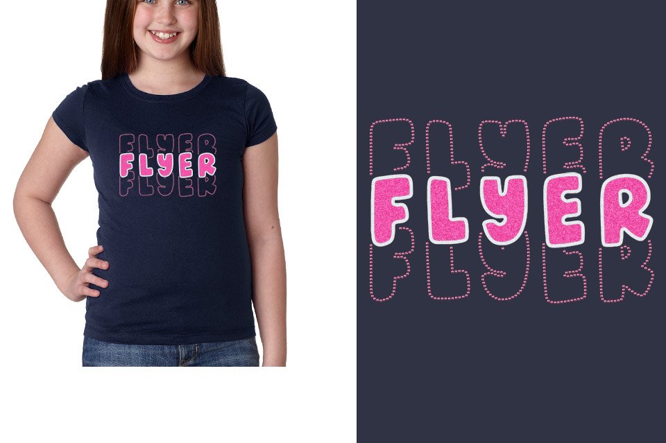 FLYER 3 lines glitter rhinestones Girls' Princess T-Shirt