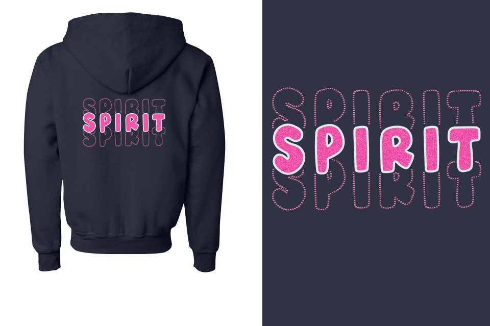 SPIRIT 3 lines glitter rhinestones Youth Unisex Zip Hoodie