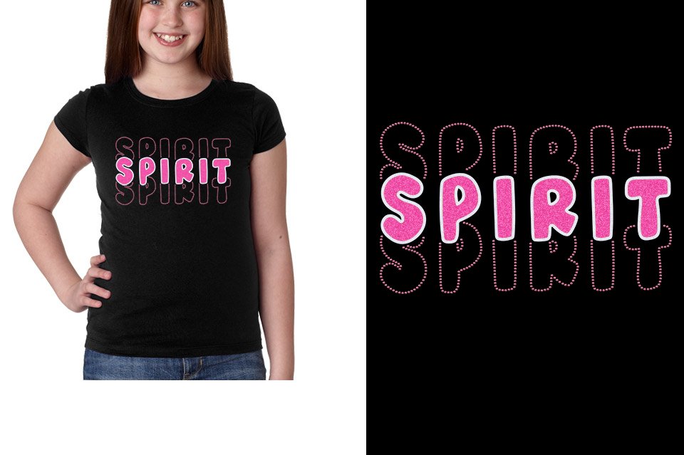 SPIRIT 3 lines glitter rhinestones Girls' Princess T-Shirt