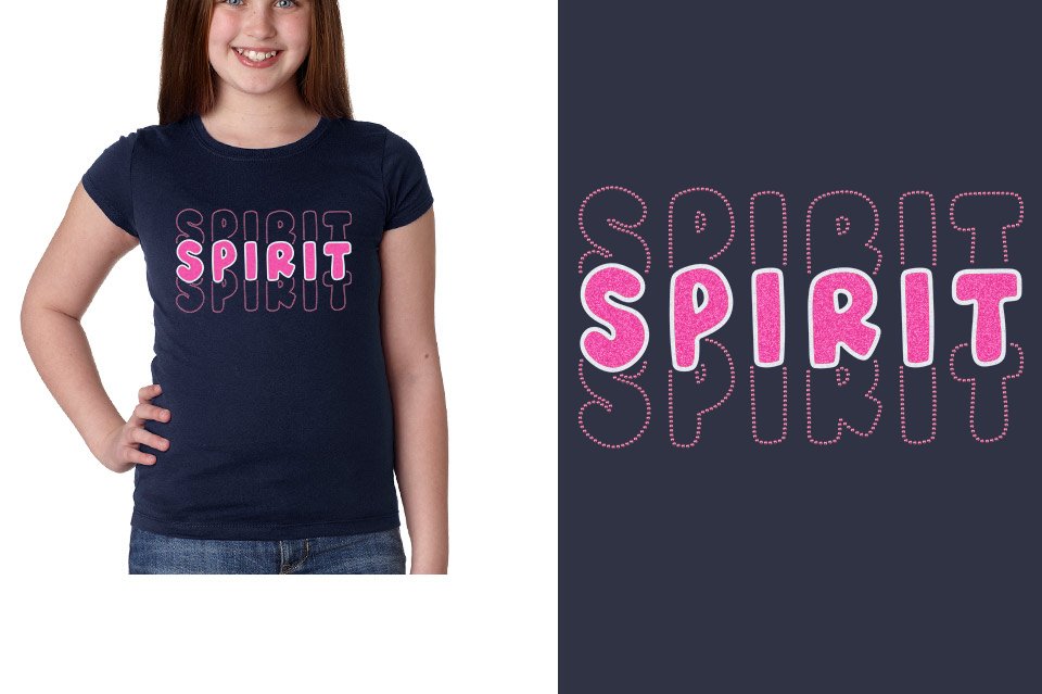 SPIRIT 3 lines glitter rhinestones Girls' Princess T-Shirt