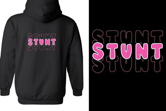 STUNT 3 lines glitter rhinestones Unisex Zip Hoodie