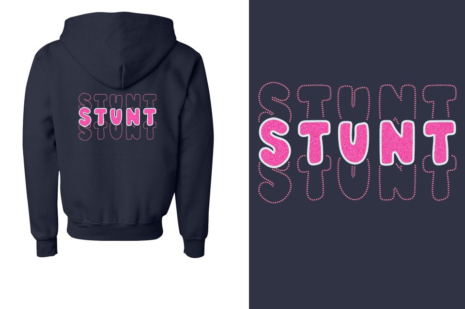 STUNT 3 lines glitter rhinestones Youth Unisex Zip Hoodie