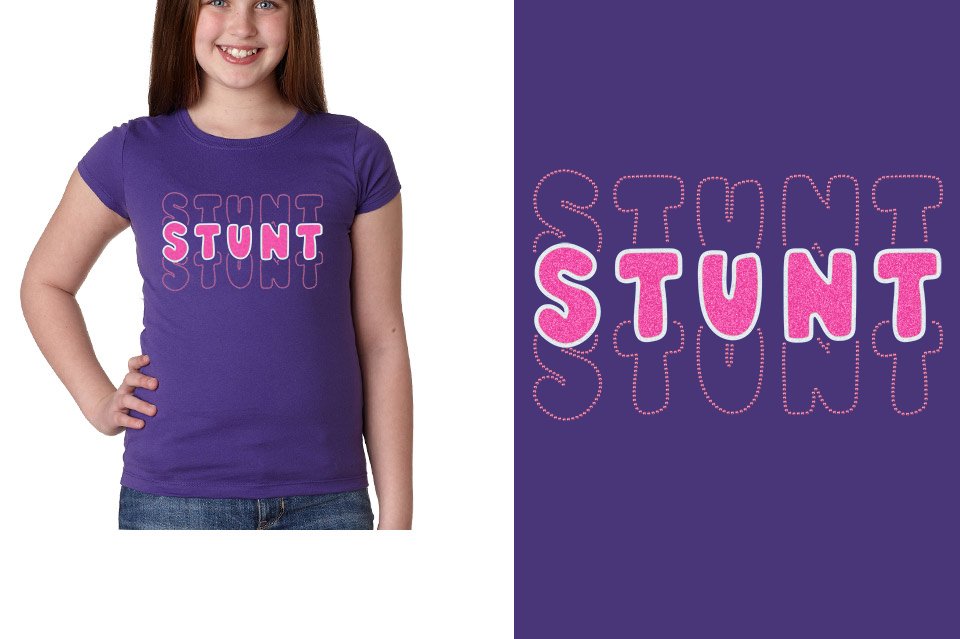 STUNT 3 lines glitter rhinestones Girls' Princess T-Shirt