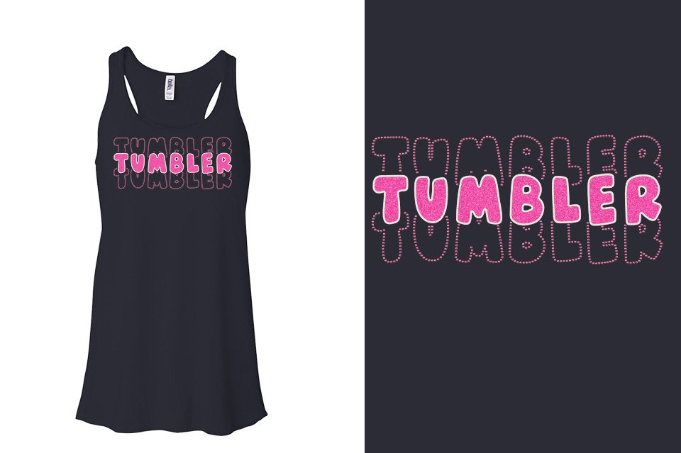 TUMBLER 3 lines glitter rhinestones Youth Flowy Racerback Tank