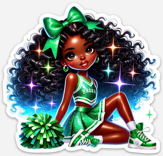 Cheerleader Green 6 Sticker
